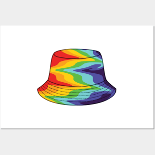 Rainbow bucket hat Posters and Art